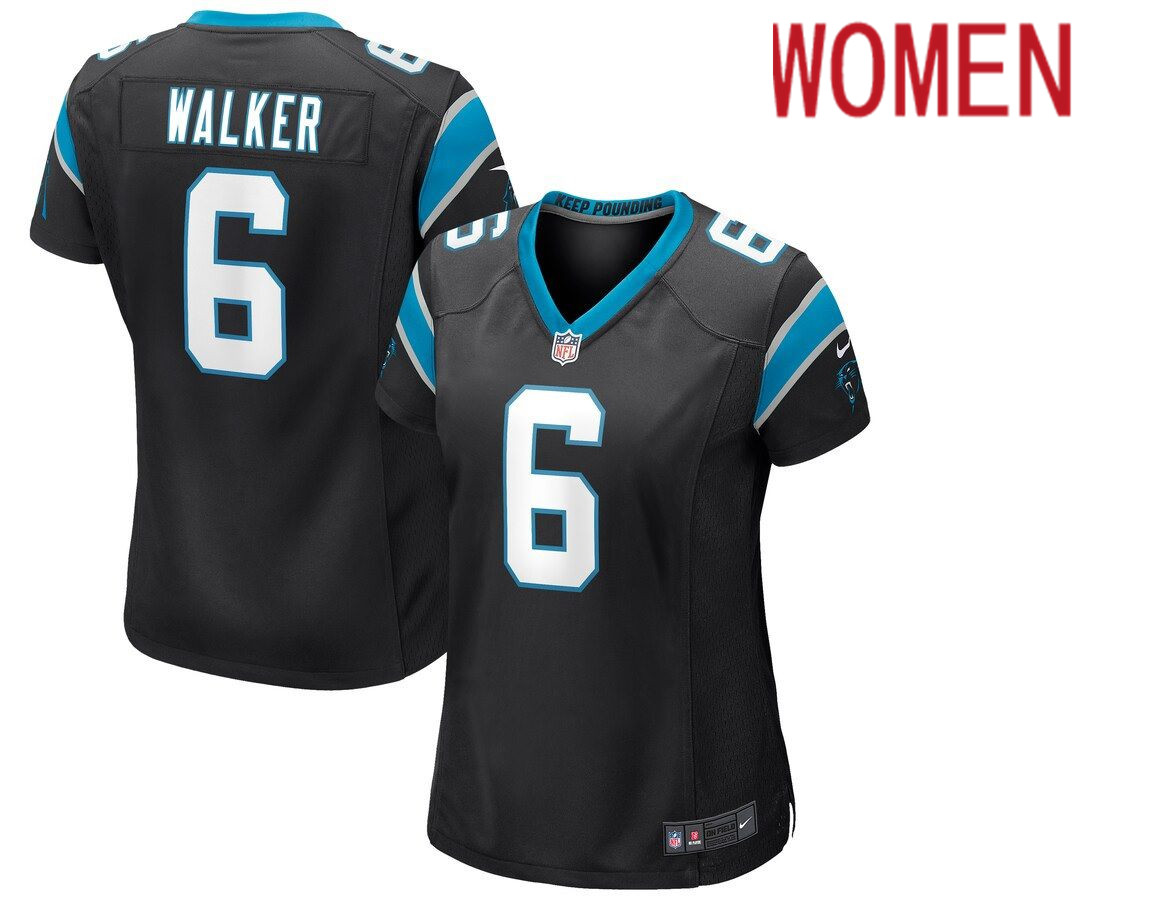 Women Carolina Panthers 6 P.J. Walker Nike Black Game NFL Jersey